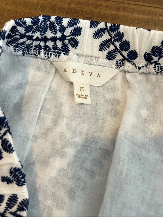 Adiva White Midi Skirt with Navy Blue Medallion Print - Picture 4 of 4